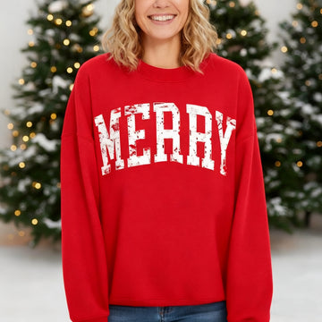 Retro Merry Sweatshirt : Women's Christmas Shirt