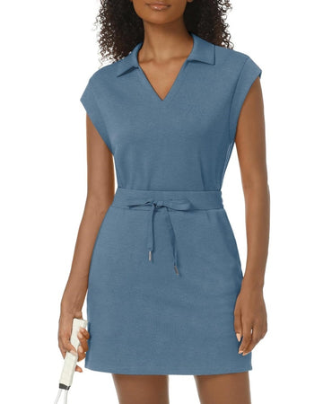 Women's Casual Sports Cap Sleeve Lapel Shirt Skirt Two-Piece Set