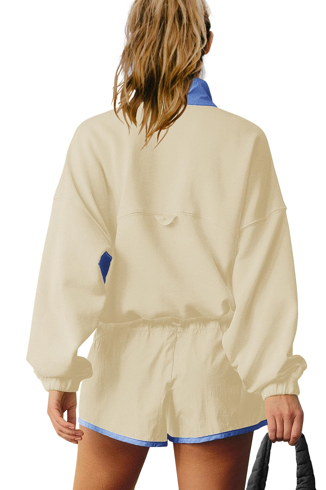 Women's Long Sleeve Top And Shorts Tracksuit Set With Pockets