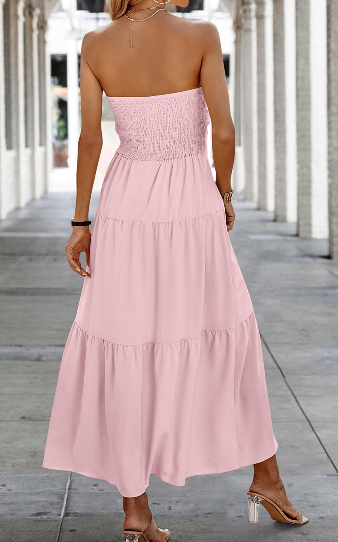 Women's Summer Strapless Maxi Off Shoulder Hollow Out Dress