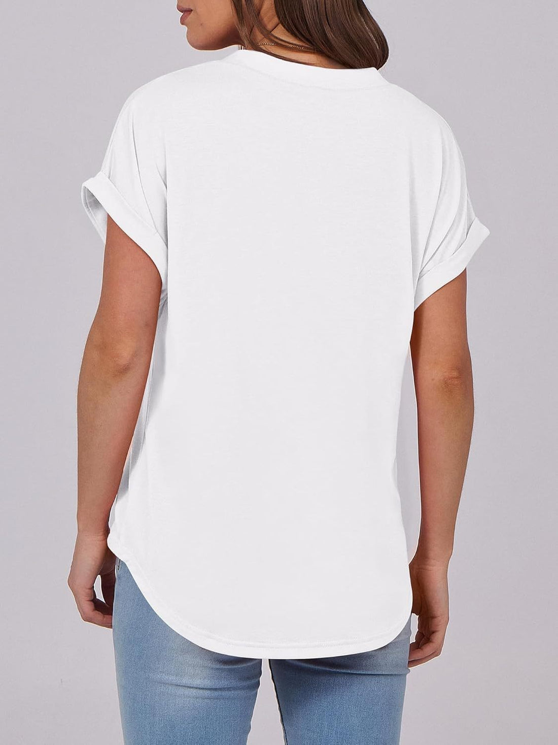 Women's V Neck Button Casual Loose Fit Short Sleeve Henley Tops