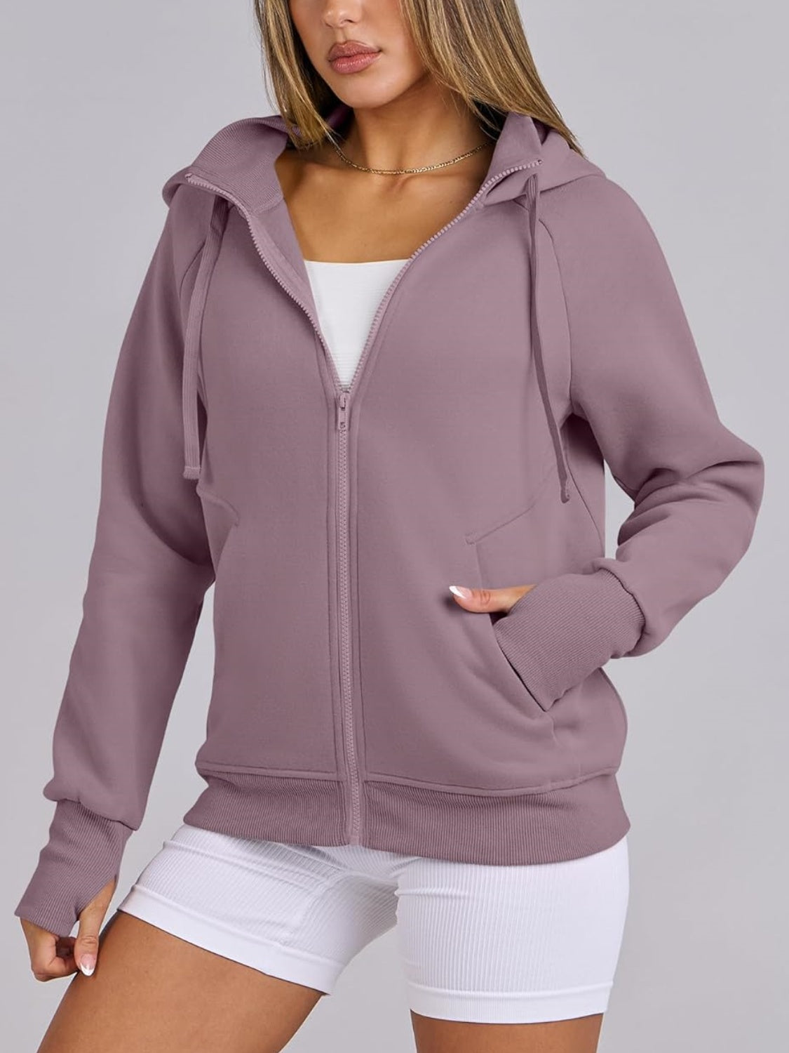 Women's Zip Up Drawstring Hoodie Jacket