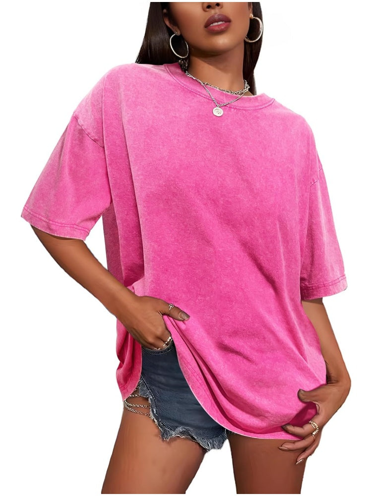 Women's Vintage Baggy Grunge Wash Cotton Tees