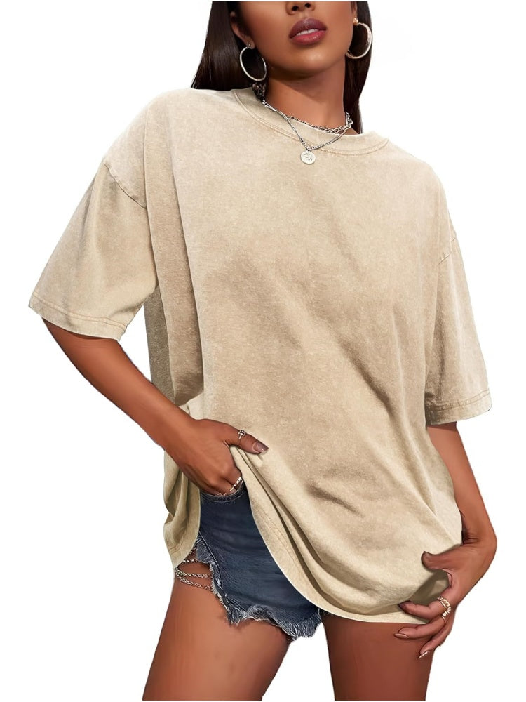 Women's Vintage Baggy Grunge Wash Cotton Tees