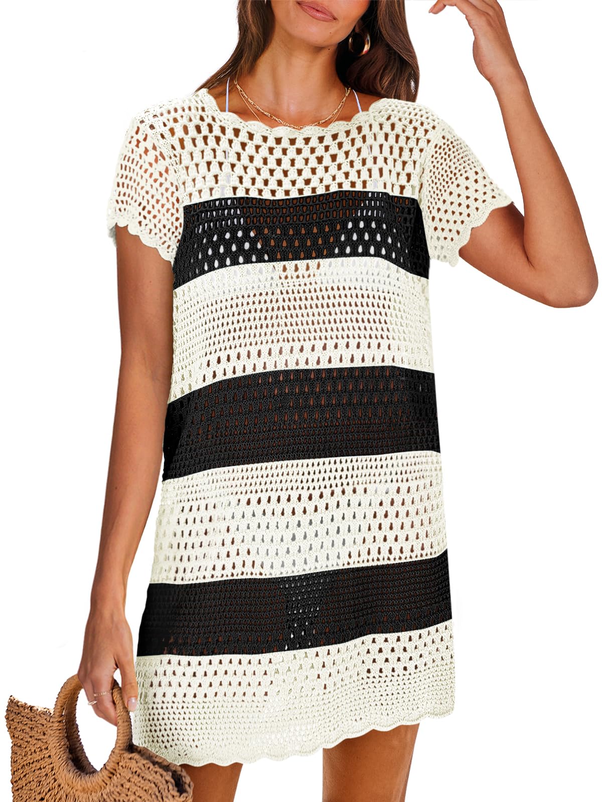 Crochet Bathing Suit Swimwear Mesh Knit Beach Dress