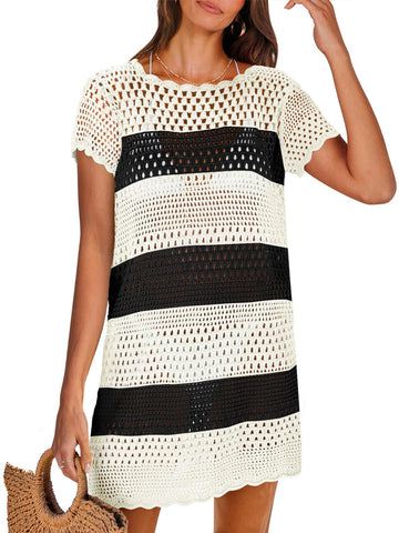 Crochet Bathing Suit Swimwear Mesh Knit Beach Dress
