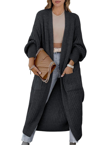 Women's Open Front Knit Long Cardigan Sweaters with Pockets