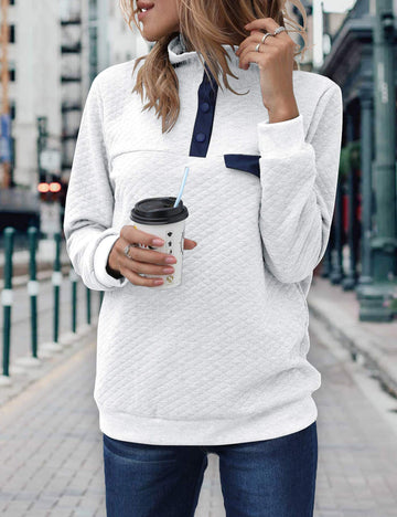 Women Fashion Quilted Pattern Lightweight Zipper Long Sleeve Plain Casual Ladies Sweatshirts