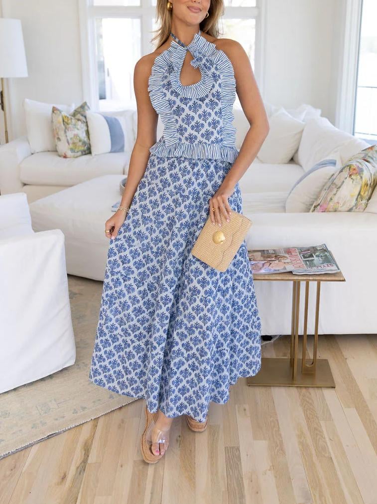 Ruffled Halter Two - Piece Set: Effortless Summer Elegance