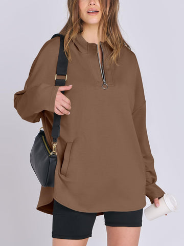 Women's Quarter Zip Oversized Tunic Hoodie