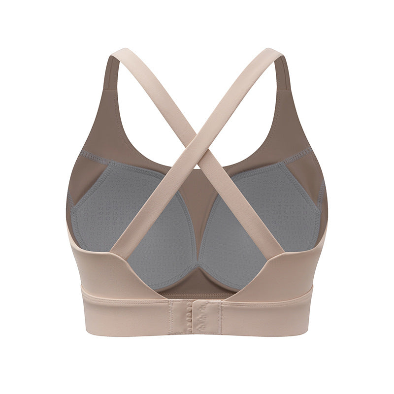Seamless Crisscross Back Sports Bra with Back Hooks
