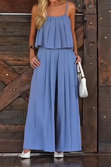 Pleated Suspender Two-Piece Set