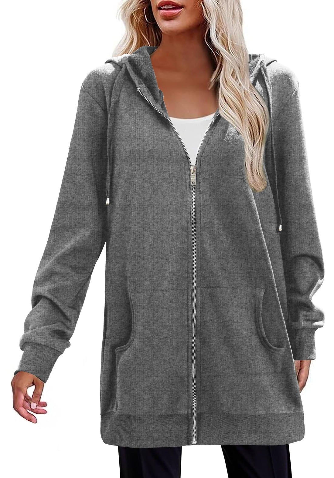 Womens Oversized Zip Up Hoodies Long Sleeve Sweatshirt Fleece Jacket