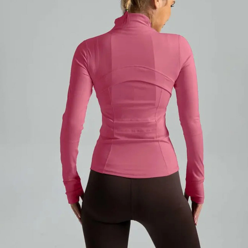 Women's Solid Zip-up Pocket Sports Jacket