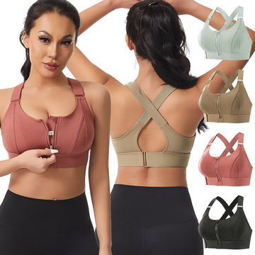 Plus Size Crisscross Back Wireless Workout Top with Adjustable Hooks