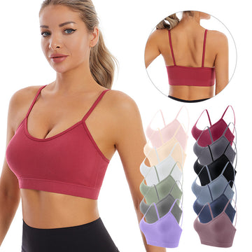 Scoop Neck Wireless Yoga Crop Top with Removable Pads
