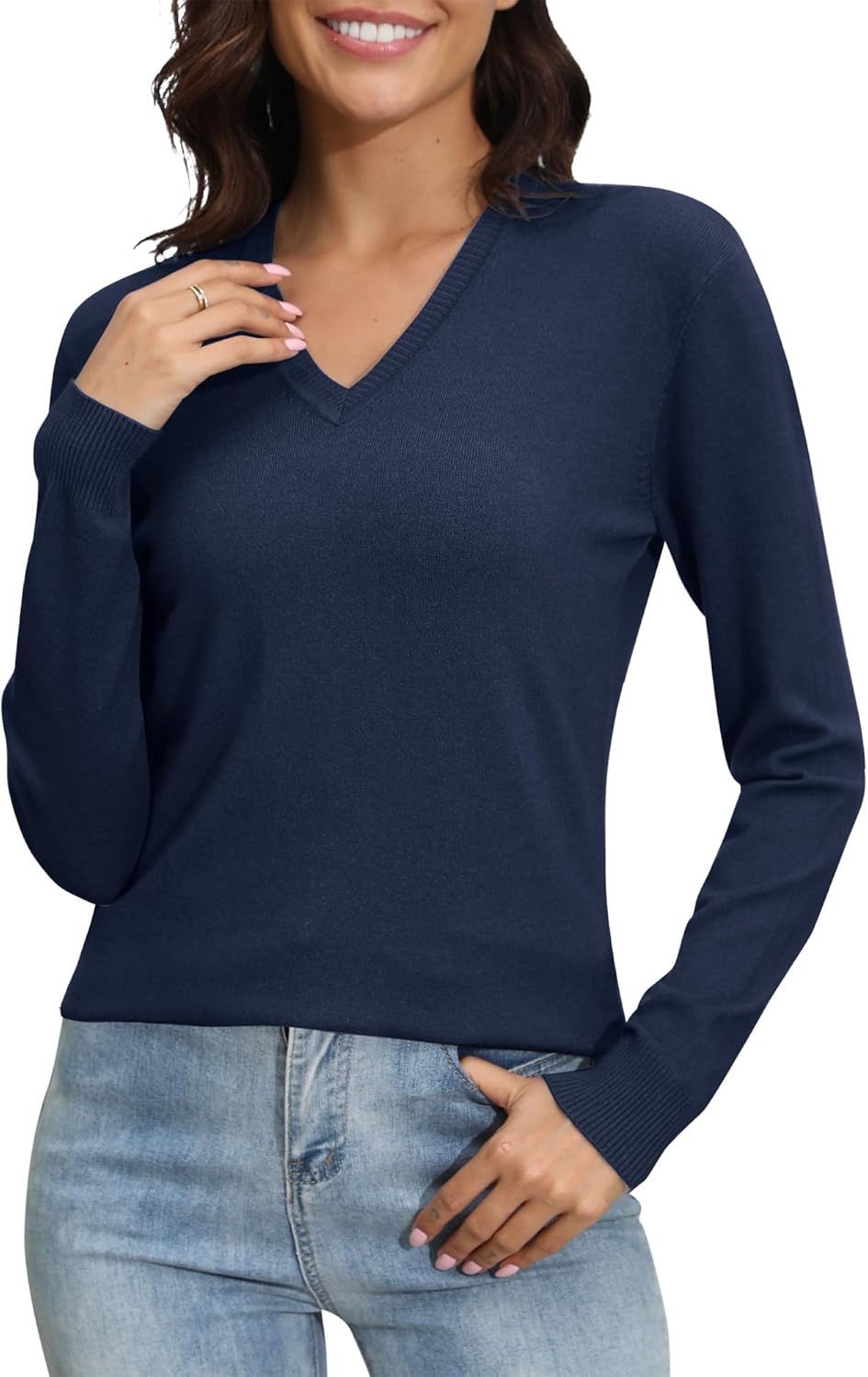 Women's Lightweight V-Neck Knit Sweater