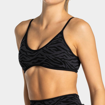 Leopard Print Sports Bra with White Contrast Trim