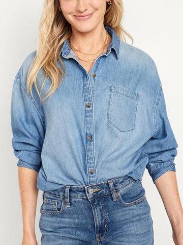 Women's Oversized Button-Down Boyfriend Shirt