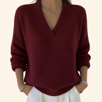 Women's V-Neck Blouse with Soft Fabric and Relaxed Fit