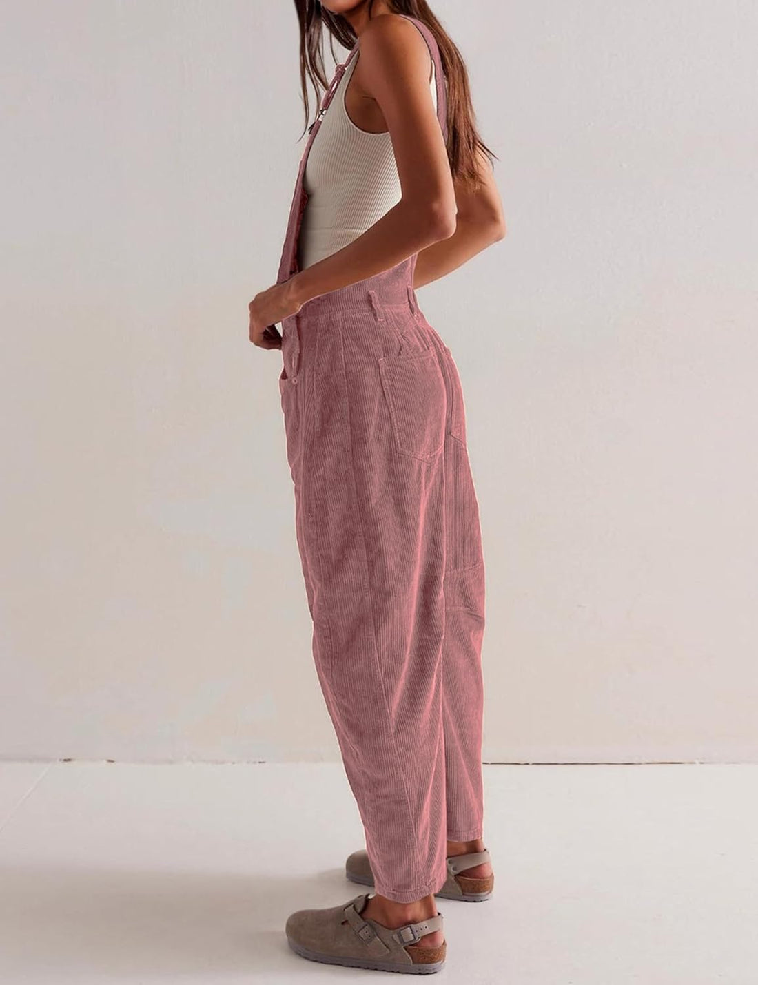 Women's Barrel Wide Leg Bib Corduroy Overalls