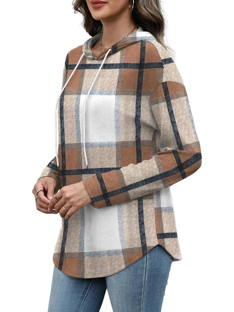 Women's Long Sleeve Plaid Oversized Hoodies