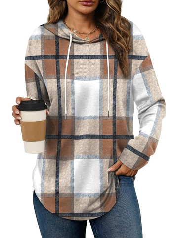 Women's Long Sleeve Plaid Oversized Hoodies