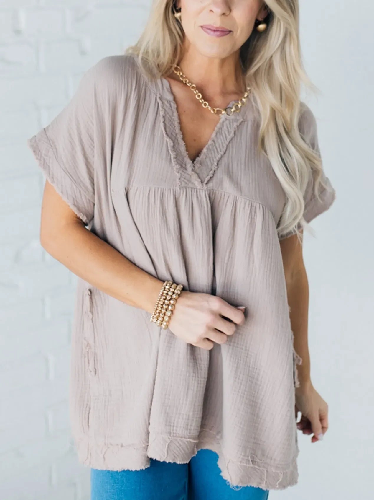 Raw Edge Double Gauze Shirt With Pockets