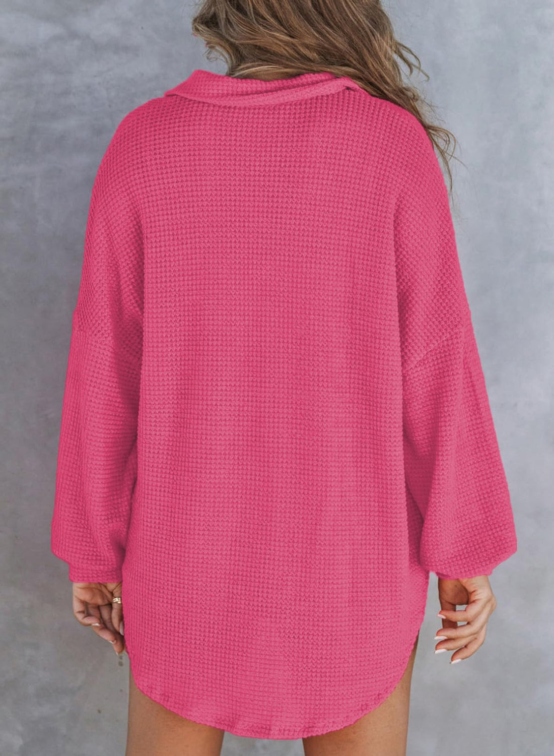 Women's Waffle Knit Long Sleeve Sweatshirt