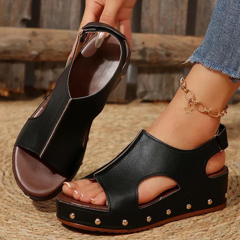 Women's Platform Sandals with Cushioned Footbed and Adjustable Straps