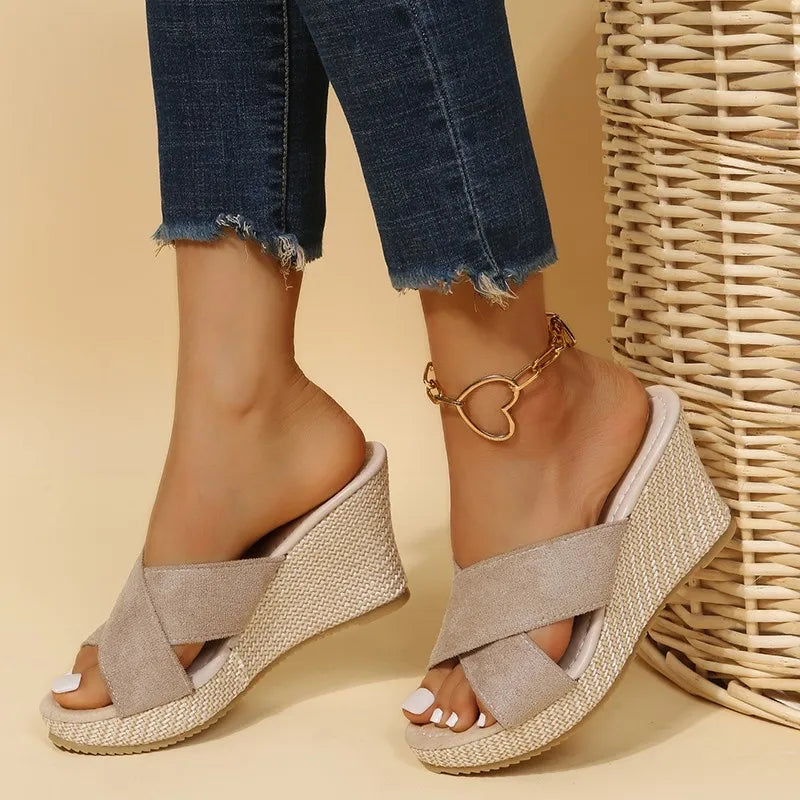 Women's Wedge Sandals with Adjustable Straps and Cushioned Insole