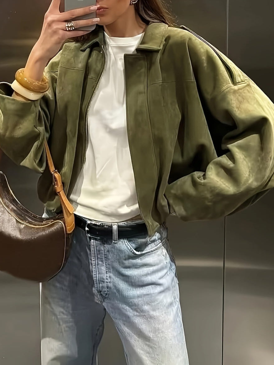 Women's Casual Loose-Fit Solid Color Jacket