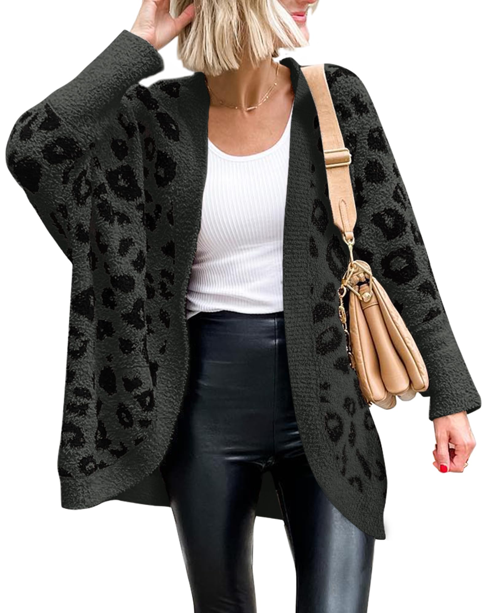 Women's Leopard Print Long Sleeve Cardigan Jacket