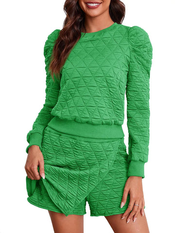 Women's Argyle Sweatshirts And Wrap Skorts Casual Set