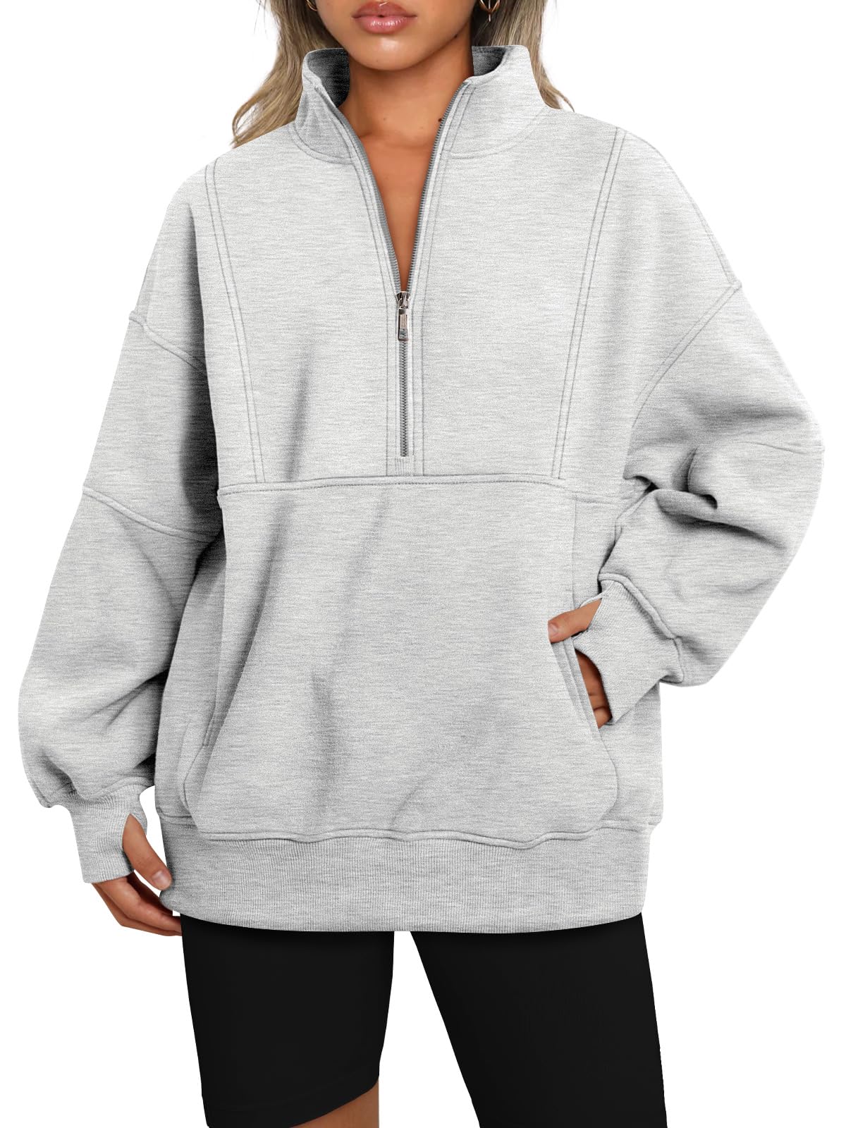 Women's Half Zip Oversized Sweatshirts with Pockets