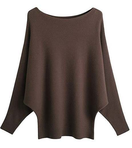 Women's Boat Neck Knit Dolman Sleeve Long Sleeve Sweater Top