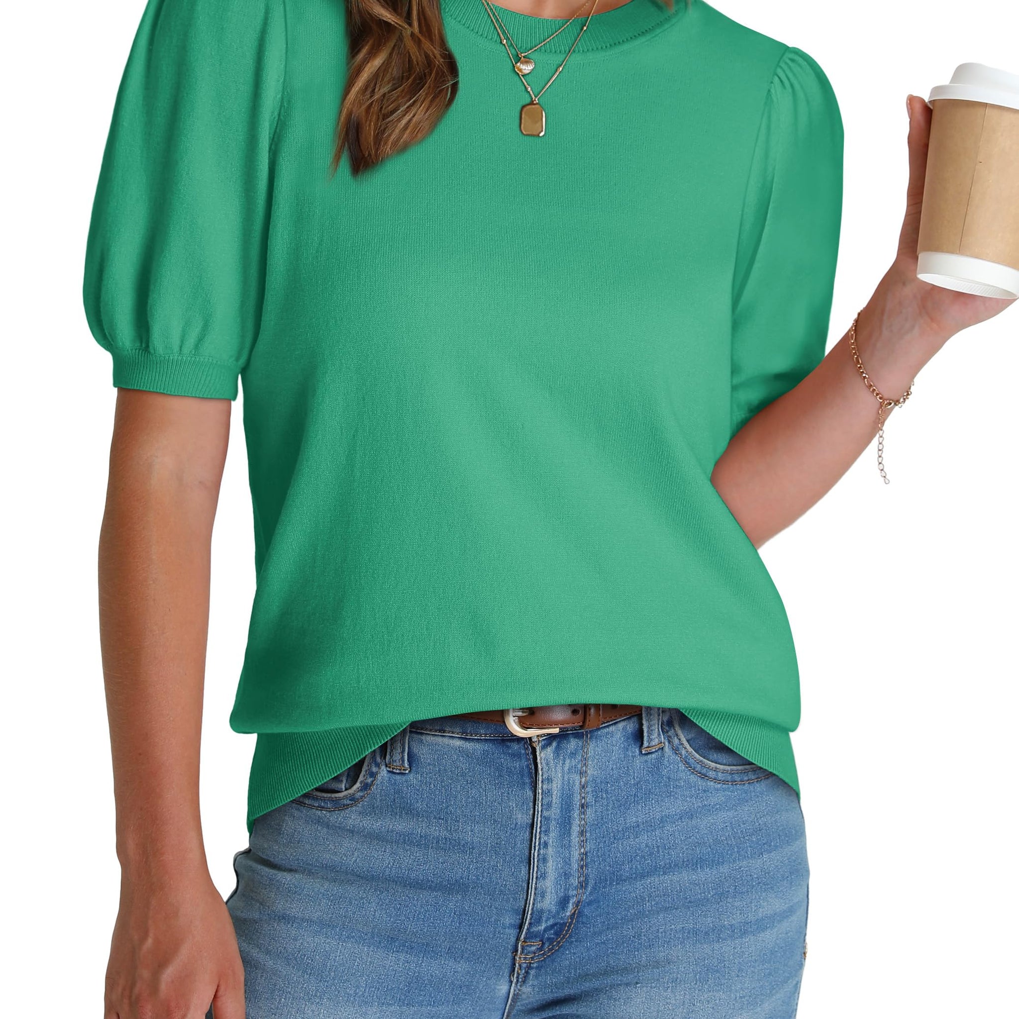 Women's Lightweight Puff Short Sleeve Sweater
