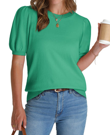 Women's Lightweight Puff Short Sleeve Sweater