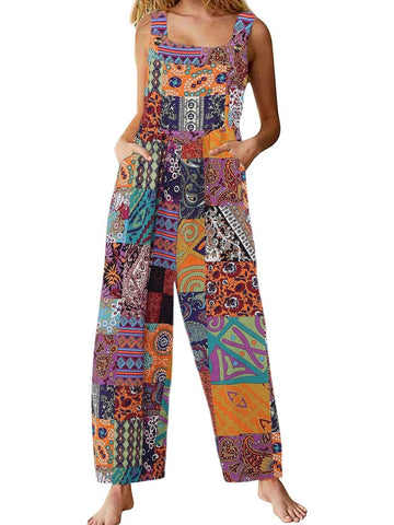 Women's Patchwork Dual Pocket Jumpsuit