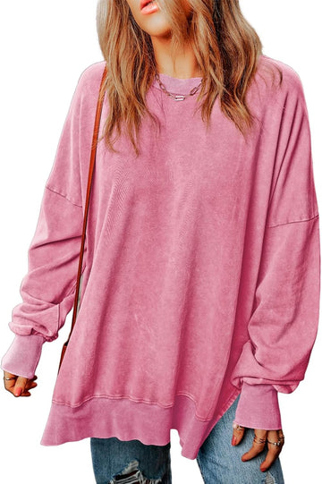 Womens Casual Long Sleeve Crewneck Lightweight Pullover Tops