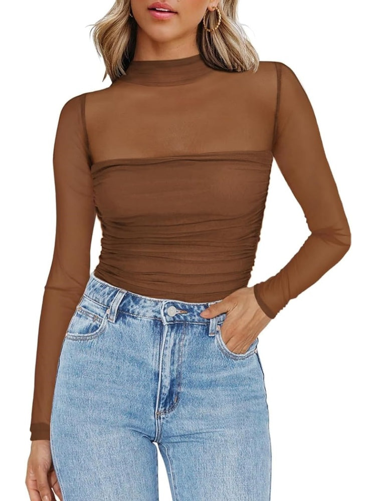 Women's Mesh Sheer Long Sleeve Top