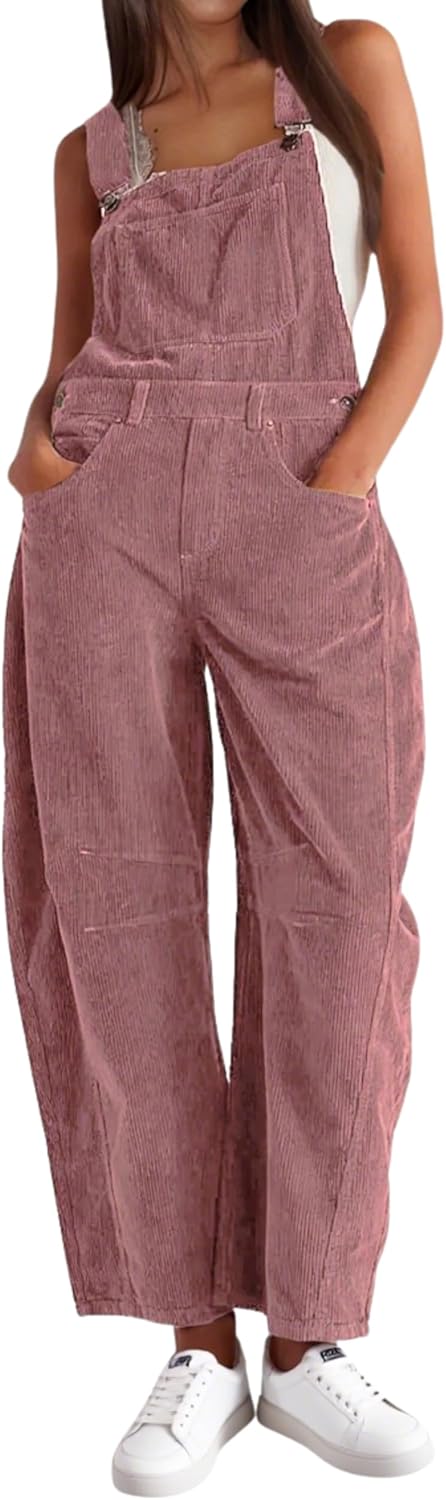 Women's Barrel Wide Leg Bib Corduroy Overalls