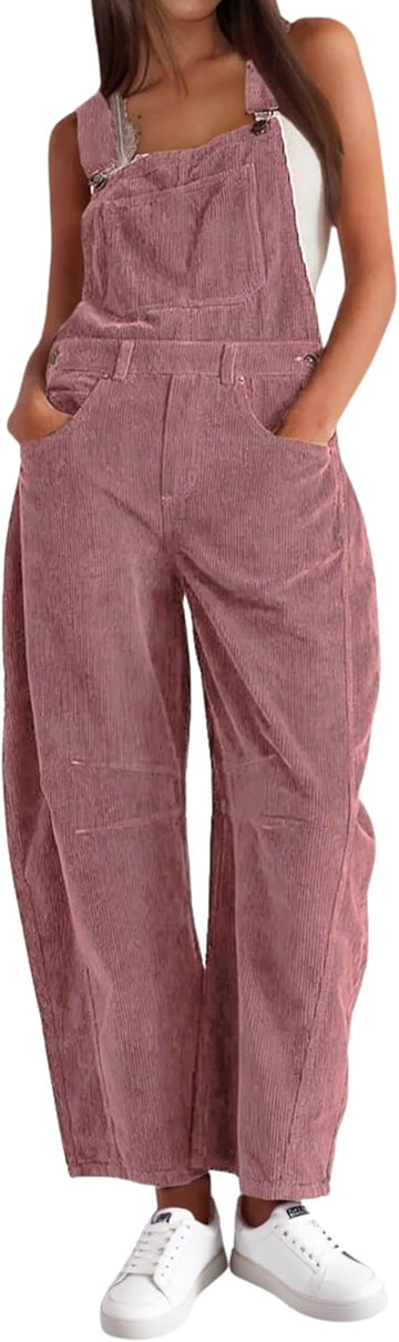 Women's Barrel Wide Leg Bib Corduroy Overalls