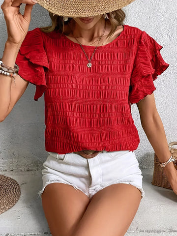 Women's Lightweight Blouse with Ruffles and Breathable Design