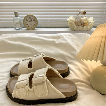 Women's Cushioned Slip-On Sandals with Buckle Detail and Easy Wear