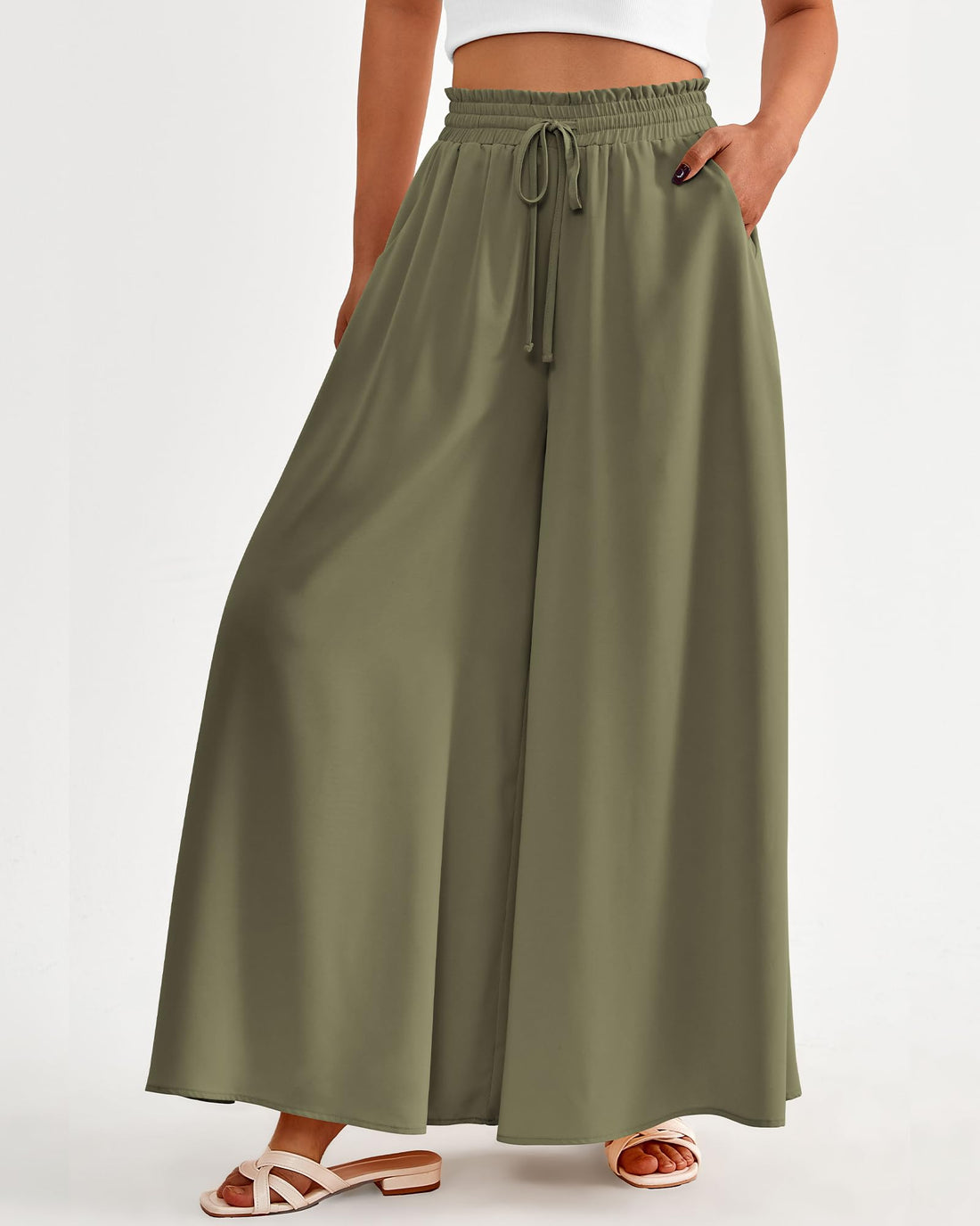 Women's Casual Flowy High Waist Wide Leg Pants