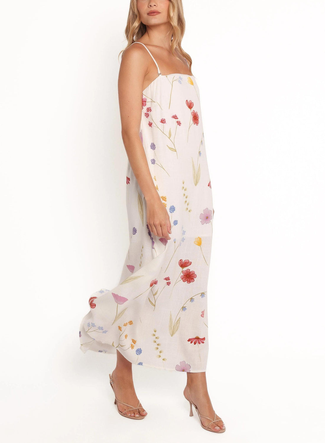 Women's Summer Floral Print Sleeveless Spaghetti Strap Maxi Dress