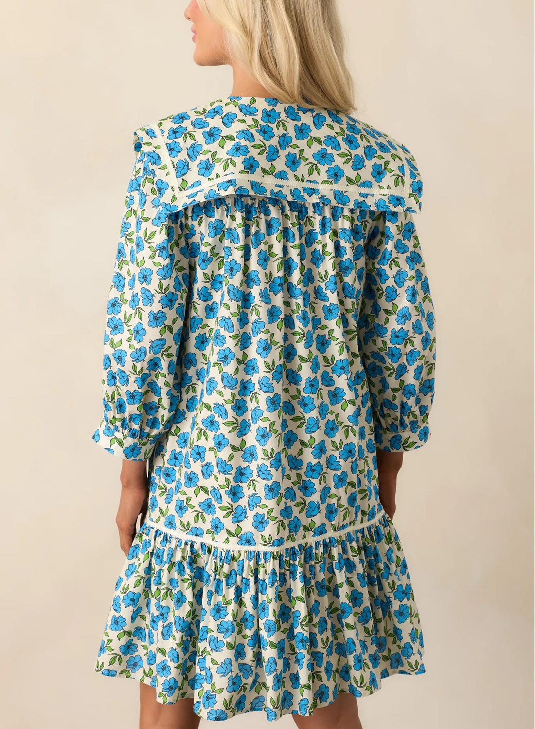 Women's Lapel Button Front Floral Mini Dress