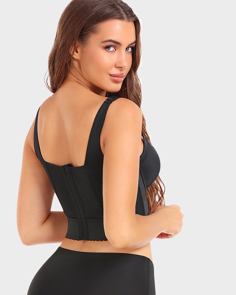 Women's Longline Push-Up Bra with Built-In Shapewear and Adjustable Straps