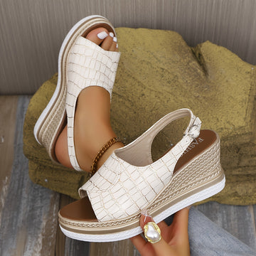 Women's Wedge Sandals with Adjustable Straps and Cushioned Insole